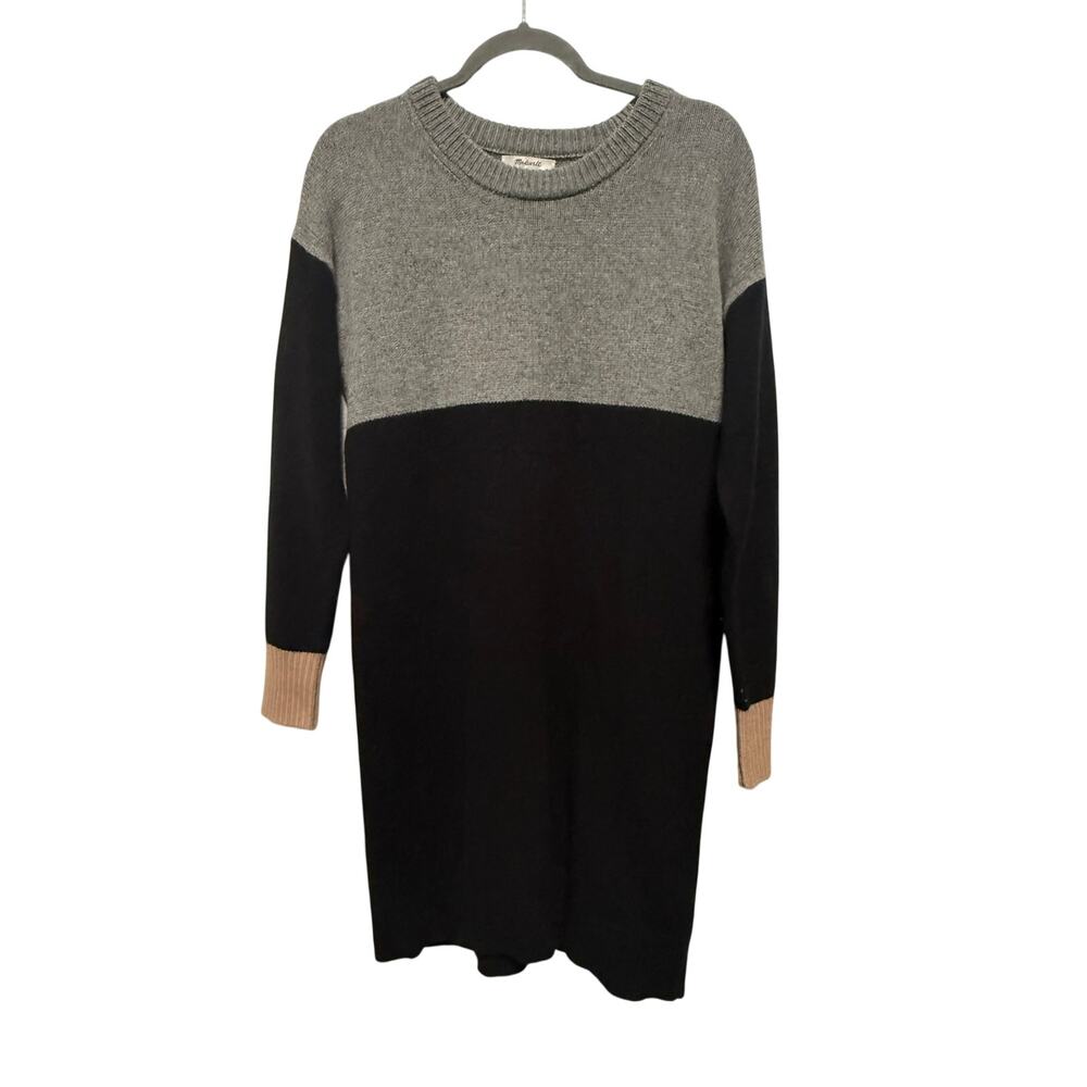 Madewell Sweater Dress Womens Small 100% Merino Wool Color Block